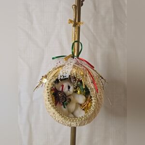 Retro Handmade Diorama Ornament‎ With Bear Unique Kitschy
